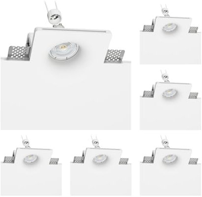ledscom.de 6 Stück LED Gips Einbaustrahler GIEDI DIY, inkl. GU10 Lampe (warmweiß, 5,4W, 510lm, 50°)
