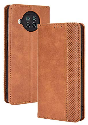 BellaCase Xiaomi Mi 10T Lite 5G Coque [Étui Portefeuille] [Fonction Support] [Slots pour Cartes] [Couverture à Rabat Magnétique] Compatible avec Le Smartphone Xiaomi Mi 10T Lite 5G(Marron)