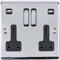 Eurolite Enhance Decorative 2 Gang USB Socket Polished Chrome Finish with Black Trim, Polished Chrome - Black Trim