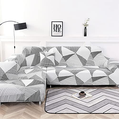 Nibesser 2-teiliges Sofabezug für Ecksofa mit Armlehnen, Modell L, Sofa, Schutz, ausziehbar, Staubschutz (160 g/m)
