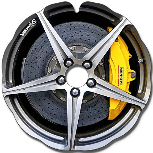 Flasque: Protège-Rayons Fauteuil Roulant (Paire) pour Main Courante de 47,50 à 48,50 cm de Diam. Extérieur, Fixation Ronde - Enjoliveur Ferrari