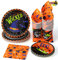 JOYIN 120 Pcs Halloween Dinnerware Set Halloween Tablewar Party Supplies with 30 Pcs Plastic Cups, 30 Pcs 9/22.8cm Paper Plates, 30 Pcs 7/17.7cm Plates and 30 Pcs Napkins (Serve 30)