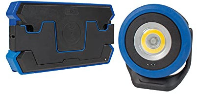 as – Schwabe LICHTFABRIK LED Akku Strahler mit 10 W Induktionsladestation - Arbeitsleuchte 3 + 7 W - 4 Lichtstufen - 180° klappbarer Bügel - USB-C & induktiv - Magentisch - wasserfest IP65, 42830