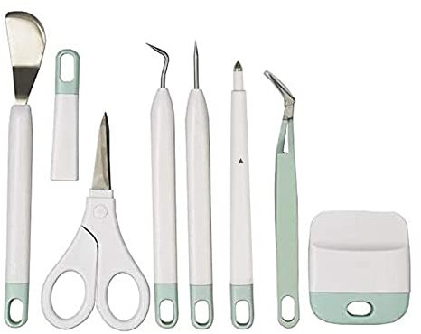 Craft Weeding Tools Kit for Vinyl,Scissor,Tweezers,Weeders,Scraper,Spatula,Scoring Stylus Pen for Cricut,Scrapbooking,Silhouettes and Cardstock,7 pcs Mint