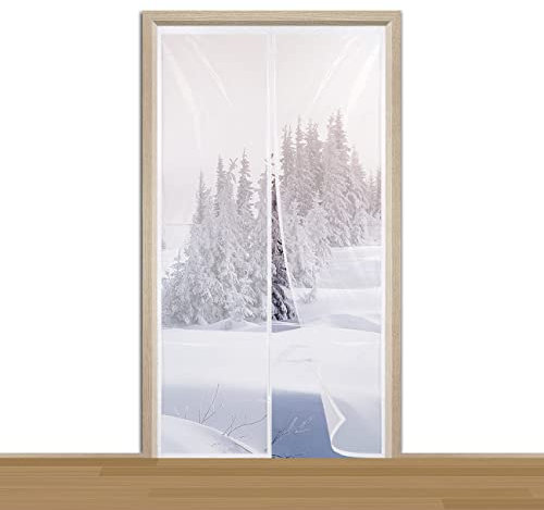 Ziligengsheng Magnet transparent Wärmeschutzvorhang für Türen 135x190cm Thermo Türvorhang Weiß Isolier Schutz Vorhang, Kälteschutz und Wärmeschutz im Winter, Kinderleichte Klebemontage Ohne Bohren