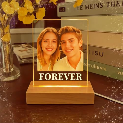 Personalisierte 3d Foto Glas Lampe Bilder Nachtlichter Geschenk Valentinstag Mit Geschenkbox (Holzfuß 1)