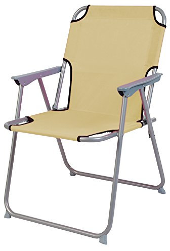 INDA-Exclusiv Campingstuhl Faltstuhl Stoff Oxfort Klappstuhl Gartenstuhl zum zusammenklappen Anglerstuhl Regiestuhl Angelstuhl Metall, Farben:Beige