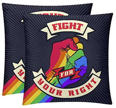 TBOUOBT Packung mit 2 Samt-Kissenbezügen, quadratischer Kissenbezug, Kissenbezug für Couchbett,Cartoon Regenbogen Hand Muster