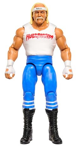 Mattel WWE Actionfigur, ca. 15 cm große Hulk Hogan Sammelfigur mit 10 Bewegungspunkten und lebensechtem Aussehen HTW19