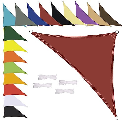 MENGH Sonnensegel Wasserdicht Dreieck, wetterbeständig, Premium Polyester, Viele Längen und Breiten Zur Auswahl inkl Befestigungsseile, 1.6x1.6x1.6m Rostig Rot