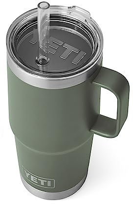 YETI Rambler 25 oz Straw Mug, Vacuum Insulated, Stainless Steel, Camp Green
