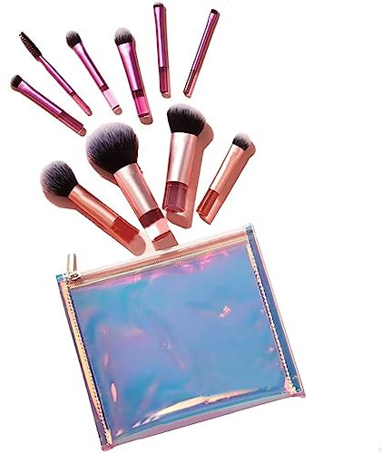 Mini Ensemble de Pinceaux de Maquillage avec Poils en Fibres Souples, Kit de Voyage Portable pour des Outils de Maquillage Pratiques