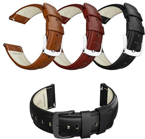 RBIPO Leder Uhrenarmband Schnellspanner Uhrenarmband für Männer und Frauen Ersatz Handgelenkband kompatibel mit Timex/Fossil/Samsung/Seiko/Citizen-18mm 20mm 22mm 24mm