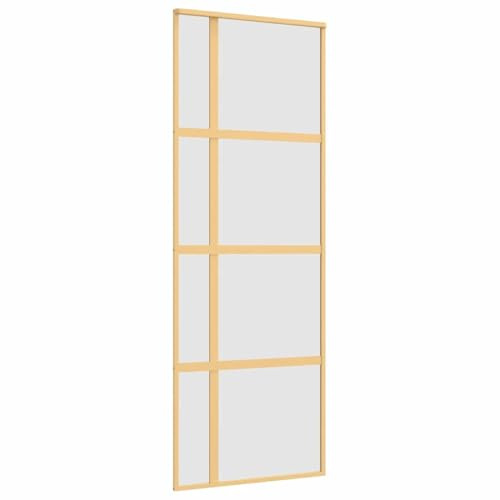 vidaXL Porta Scorrevole Dorata 76x205 Vetro Smerigliato ESG Alluminio