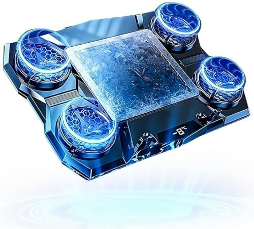 Gaming Laptop Cooler Semiconductor Stand Dual-Mode Thermoelectric & Fan System Notebook 12-17” Cooling Pad with RGB, Phone Holder, Adjustable Speed, 2-Port USB Hub - Conquer Lag, Stay Cool