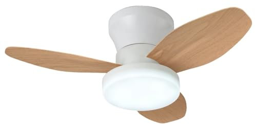 BEL AIR HOME - Ventilador de Techo TAURUS con Motor DC y Luz LED 24W, 6 Velocidades de Aire y 3 Temperaturas de Luz, Mando a Distancia Incluido, (BLANCO MADERA)
