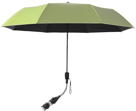 POTRUWE Stuhlschirm mit Universalklemme, 360° verstellbarer Strandschirm, tragbarer Sonnenschirm für Rollstühle, Terrassenstühle, Strandkörbe (Grün)