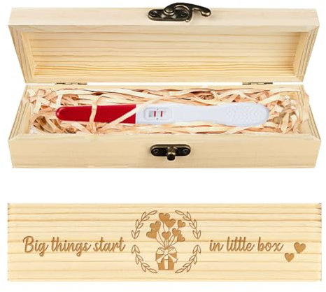 CHGCRAFT Schwangerschaftstest-Andenkenbox, Liebesballon, Geschenkbox Aus Holz Zur Schwangerschaftsankündigung Mit Bastband Und Schloss, Geschenke Zur Schwangerschaftsankündigung Für Vater Und Ehemann