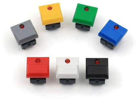 10Pcs PB86-B1 Large Cap Red LED 6Pin Momentary SPDT Square Push Button Switch For Stage Control Equipment BIANMTSW(10Pcs Grey)