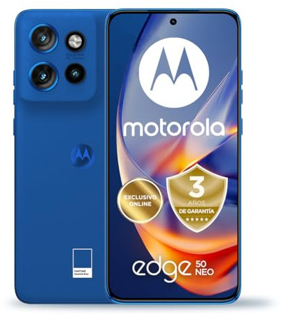 Motorola Edge 50 Neo, 24GB (12+12GB RAM Boost)/512GB, España, diseño Compacto de 6,36, Pantalla pOLED 1.5k, Cámara 50MP y Zoom Optico 3X, Carga Turbopower de 68W, Dual SIM, Funda, Navy Blue