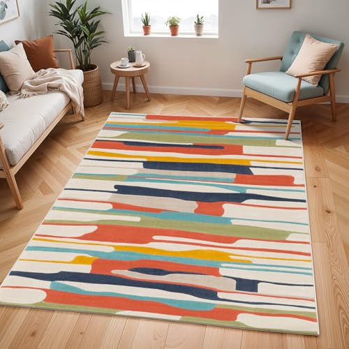 Livabliss Atlanta Geometric Runner – 80x150 cm, Brown, Orange, Blue & Beige