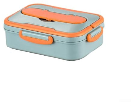 Fiambrera antideslizante de acero inoxidable con 3 compartimentos, capacidad de 1000 ml (individual+azul)
