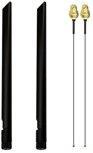WLAN Antenne Dualband 2,4 GHz 5 GHz 5,8 GHz 10DBI MIMO SMA Stecker Antenne 2 x 50CM U.FL auf SMA-Kabel für WLAN-Router USB-Adapter PC-Desktop PCI-E-Karten,Sicherheits-IP-Kamera, FPV-Kameramonitor