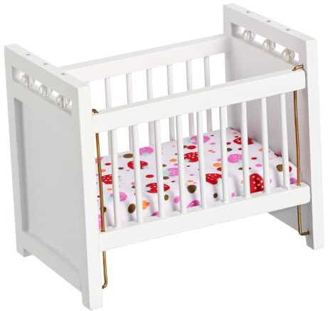 ERINGOGO 1Stk Puppenhaus Krippe Mini- Puppenhausboden Miniatur babybett Spielzeug zum Puppenhausbau Babywiege Spielzeug für Kinder kinderspielzeug Mini-Möbel Krippenminiatur Birke Weiß