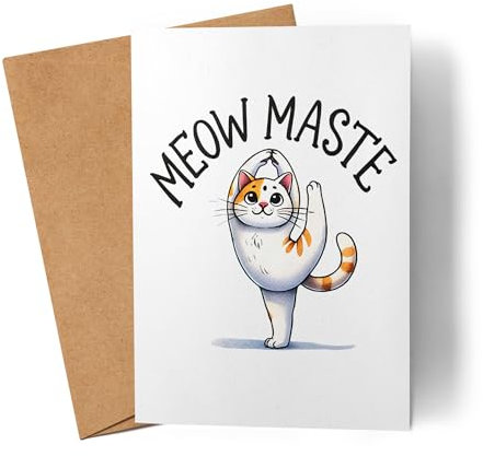 Lilavie-Design Meow Maste Karte Geschenkidee für Yoga-Fans und Katzenliebhaber Namaste