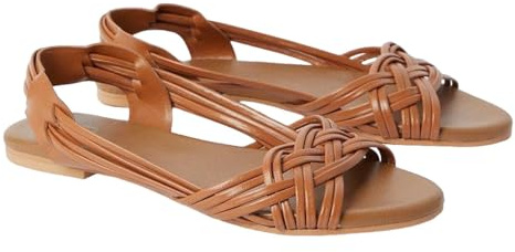 Dorothy Perkins Jocelyn Real Leather Hurache Flat Sandals, 7, tan