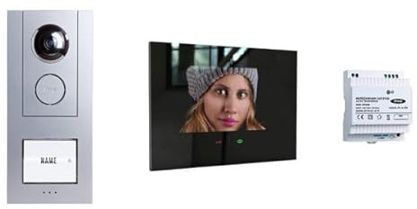 m-e Video Türsprechanlage – Sprechanlage mit Kamera für Einfamilienhaus – WLAN & App-Anbindung – 7 Zoll Touchscreen, Nachtsicht & digitaler Bildspeicher - 4 Draht (Silber/Schwarz)