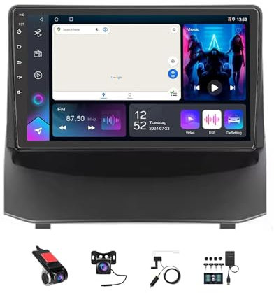 9 Inch Android 14 Touch Screen Car Radio 2 Din for Ford Fiesta Mk 6 2009-2018 with AHD Backup Camera GPS Navigation Steering Wheel Controls Bluetooth Carplay(S600 8+256G)