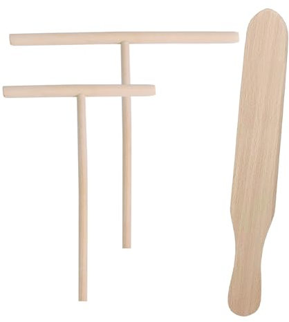 3 Pcs Crepe Spreader,Wooden Beech Pancake Spreader Tool Spatula Set,Crepes Batter Dough Made Tools,Flat Stick Batter Grout Maker Distributors Kit,for Pancakes Pie Cooking Baking Butter Buttercream