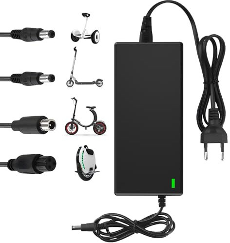 Dufuso 42V 2A Chargeur Trotinette Electrique avec Écran LED de Charge(%), Chargeur Hoverboard avec 4 Connecteurs, Chargeur Universel pour Toutes Les Batteries Lithium de 36V, avec Ninebot, Xiaomi