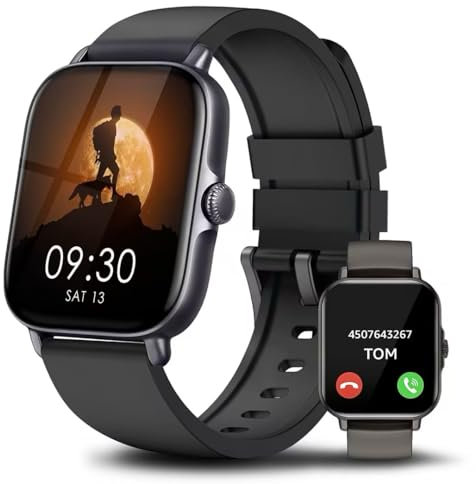 ASWEE Smartwatch con Effettua/Risposta Chiamate, 1.85 Orologio Smartwatch Uomo Donna 100+ Sportive Smart Watch con Contapassi/Sonno/Cardiofrequenzimetro, Impermeabil IP68 Fitness Tracker iOS Android