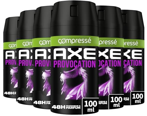 AXE - Déodorant Homme Spray Compressé - Provocation - fraîcheur 48h - parfum noix de coco et poivre noir - lot 6x100ml
