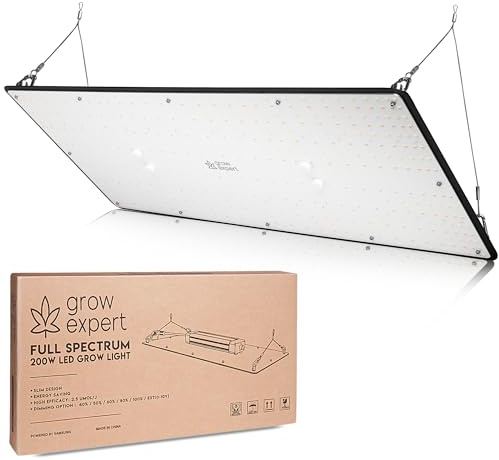 LED Grow Lampe 200W – 60 cm x 30 cm – Sonnenähnliche Pflanzenlampe mit Samsung LM301D LEDs – Vollspektrum 660 nm Rotlicht & 730 nm Far Red – Grow Light dimmbar, leise & hocheffizient für Indoor Grow
