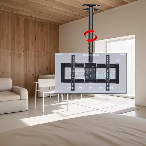 QICBYING Soporte De TV De Techo Giratorio Telescópico - Soporte De TV Y Montaje En Pared con Altura Ajustable, Soporte De TV Inclinable Y Giratorio, para Soportes De TV De Techo De 39 A 85 Pulgadas