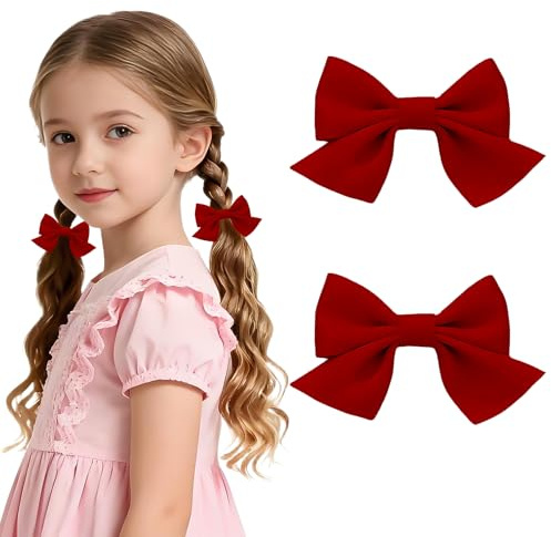 Kzouenzu Haarschleifen Clips [2 Stück], Schleife Haarspangen Accessoires, Haarspange Für Mädchen, Haarschmuck, Mode, Mädchen, Haarschmuck, Frauen, Weihnachten [Rot]