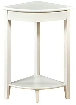 Kompakter dreieckiger Ecktisch aus Massivholz, 2-stöckiges Regal, Retro-Aufbewahrung, Couchtisch für Küche und Esszimmer