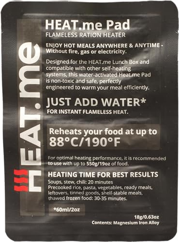 heat.me 10 x Flameless Ration Heater Pads - Flameless MRE Heating Pads for Outdoor, Camping Lunch Box Kits | Magnesium Technology