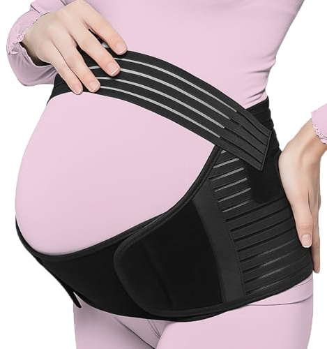 Pregnancy Support Belt XXL, Adjustable Maternity Belly Band for Pregnancy | 4 in 1 Elastic Abdominal Binder Bump Belt for Pregnant Women for Back Pelvic Hip Abdomen Pain Relief, Black