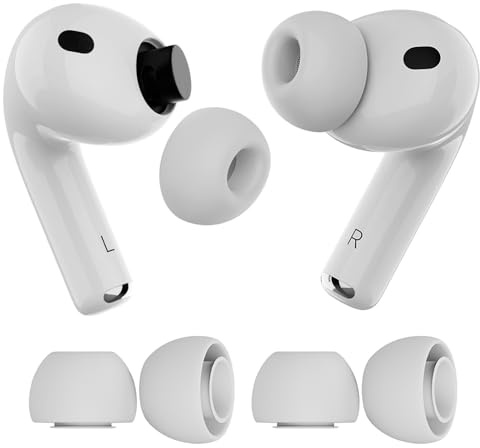 2 Pairs Replacement Earbud Tips for AirPods Pro Gen 3 by MMOBIEL – Anti-Slip Silicone Ear Tips – Earbuds with Portable Storage Box and Fits in Charging Case – Easy Install – (L - 2 Pair)