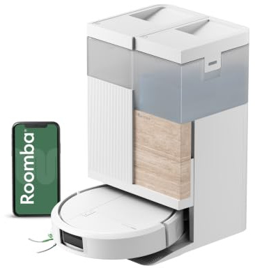 iRobot Roomba Plus 575 Combo + Base AutoWash multifunción, 25KPa, Mopas DualClean PerfectEdge, Lava y Seca con Calor, IA Precision Vision, SmartClean, Clearview Pro LiDAR, 90 Días Autonomía, Blanco