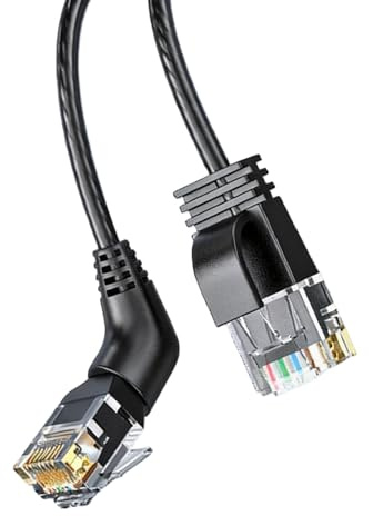 KACCDE Câble d'extension Ethernet 10 Gpbs Cat6A RJ45 blindé pour réseau blindé rotatif à 360 degrés pour routeur ordinateur portable Câble Ethernet de jeu à faible latence
