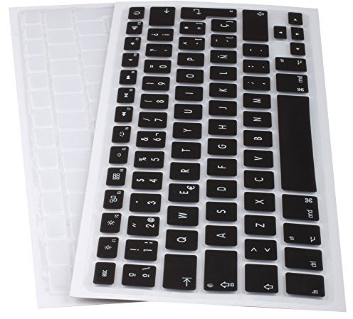 Lilware Funda de Silicón para Teclados MacBook Pro 13/15 / 17 (Lanzadas en 2015) QWERTY (disposición Español) Negra/Transparente
