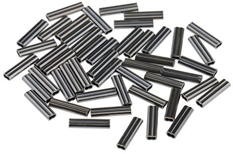 Dovewill 50 Pieces Double Micro Mini Crimps Coarse Sea Fishing Line Mono Braid Wire Trace Sleeves Copper Tube - 0.8mm Bore