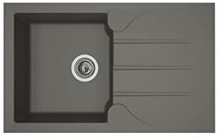 STRADOUR Evier cuisine a encastrer 1 bac + 1 égouttoir Aloa - Résine - 81 x 50 cm - Gris béton