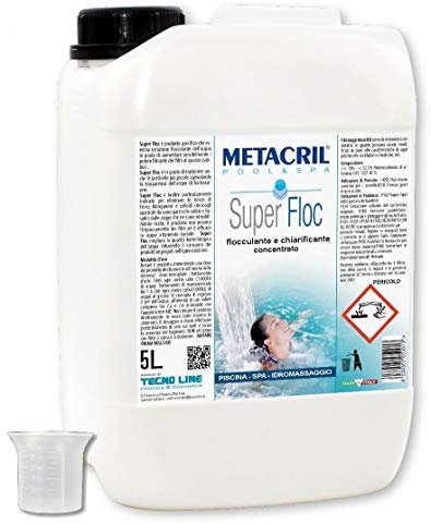 Metacril Super Floc + Distributeur gradué, Floculant et Clarifiant pour l'eau de Piscine - 5 LT