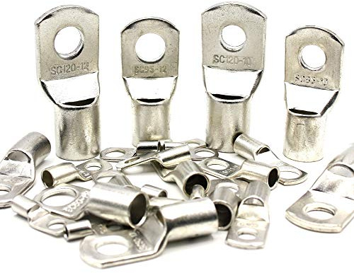 Rohrkabelschuhe 120 mm² Loch-Ø M12 aus Kupfer verzinnt Unisoliert Kabelschuhe Ring SC Kabel-Verbinder SC120-12 (6 Stück)